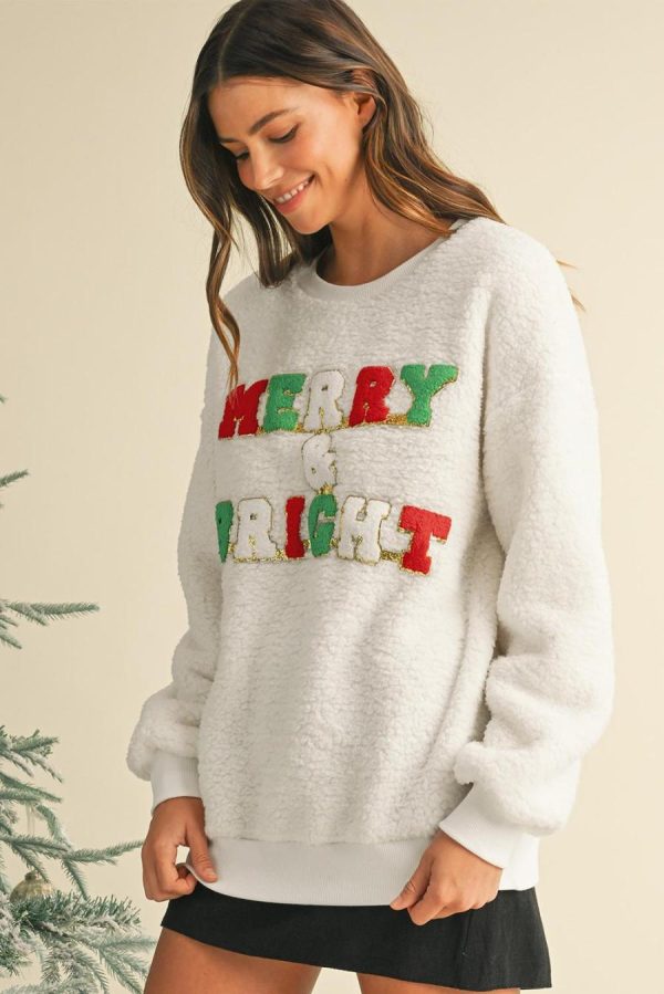Women Sweatshirts & Hoodies | Snow White Merry & Bright Print Fuzzy Sweatshirt - Image 3