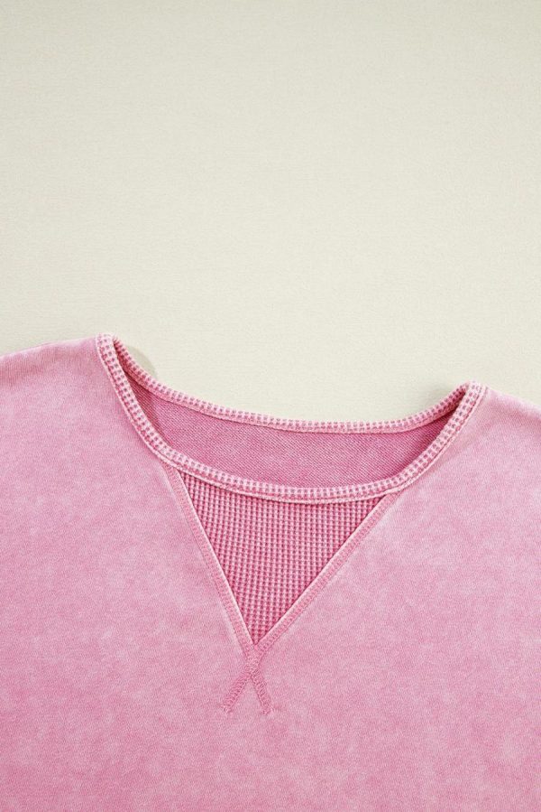 Women Sweatshirts & Hoodies | Strawberry Pink Mineral Wash Drop Shoulder Oversized Sweatshirt