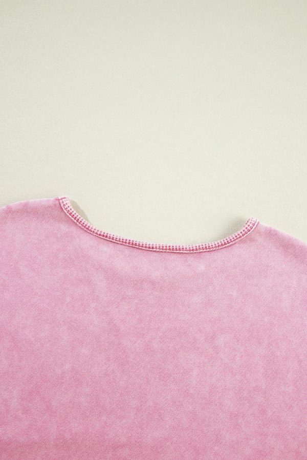 Women Sweatshirts & Hoodies | Strawberry Pink Mineral Wash Drop Shoulder Oversized Sweatshirt - Image 2