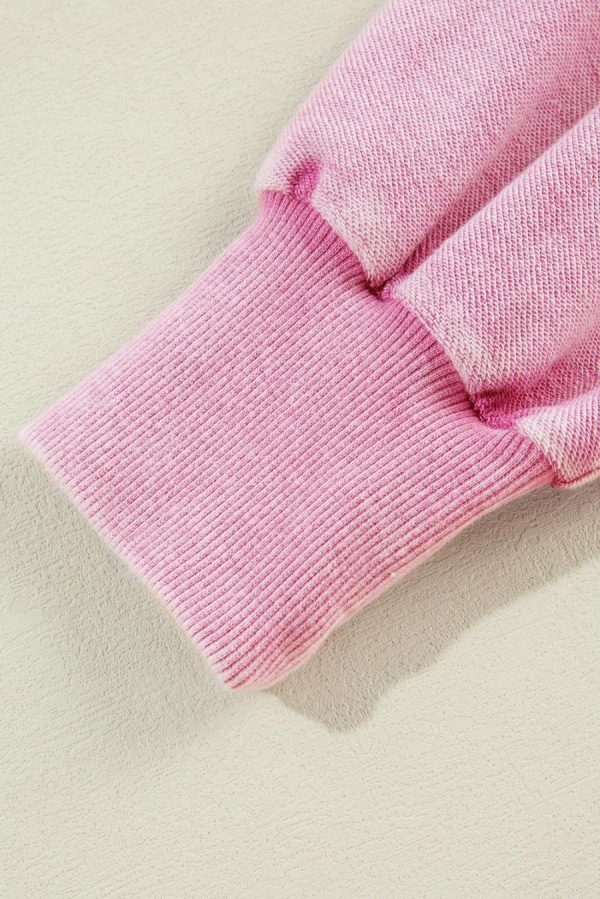 Women Sweatshirts & Hoodies | Strawberry Pink Mineral Wash Drop Shoulder Oversized Sweatshirt - Image 3