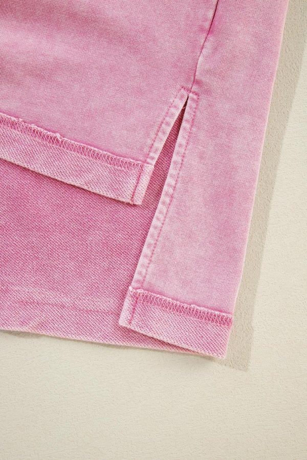 Women Sweatshirts & Hoodies | Strawberry Pink Mineral Wash Drop Shoulder Oversized Sweatshirt - Image 4