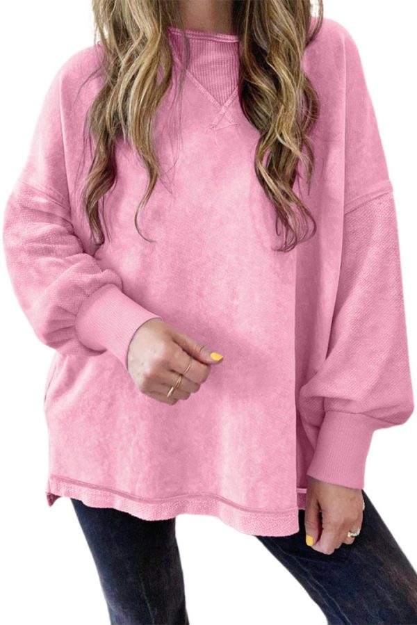 Women Sweatshirts & Hoodies | Strawberry Pink Mineral Wash Drop Shoulder Oversized Sweatshirt - Image 7