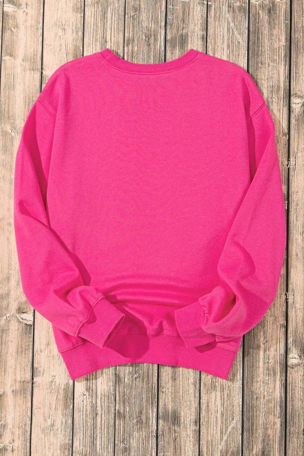 Women Sweatshirts & Hoodies | Strawberry Pink Sequins Heart Patch Graphic Sweatshirt - Image 5