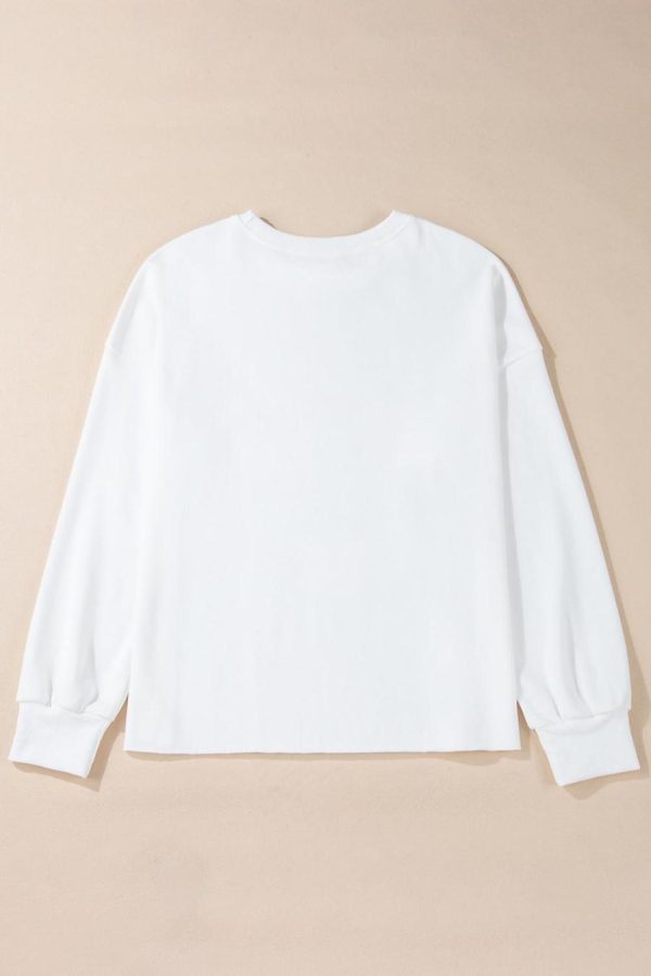 Women Sweatshirts & Hoodies | White Bowknot Edgeless Design Loose Drop Sleeve Sweatshirt - Image 7