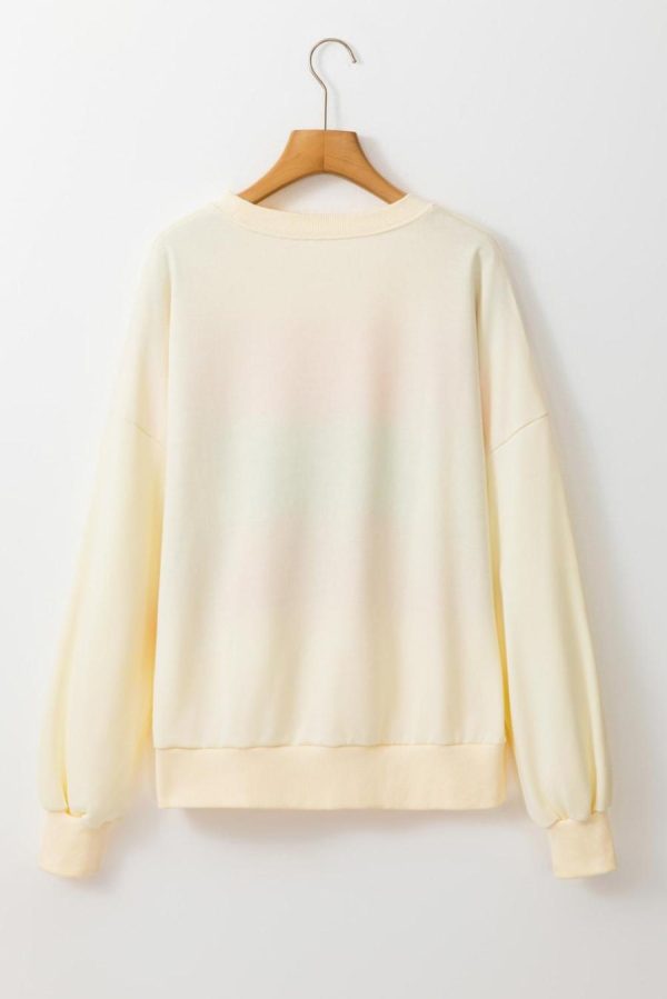 Women Sweatshirts & Hoodies | White Colorblock Patchwork Drop Sleeve Sweatshirt - Image 7