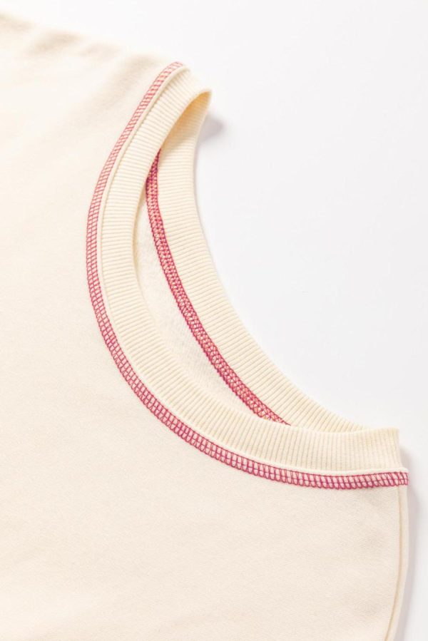 Women Sweatshirts & Hoodies | White Contrast Stitching Split Oversized Sweatshirt - Image 6