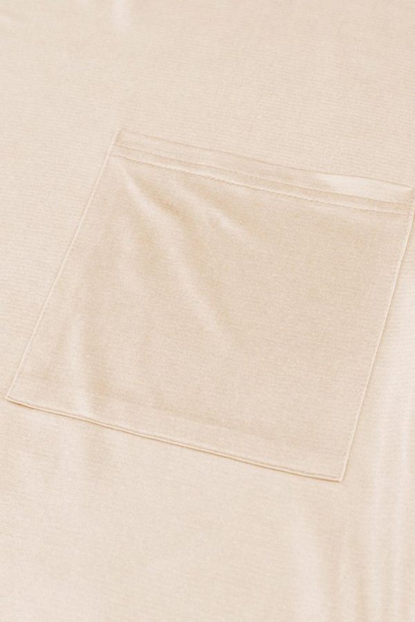 Women T Shirts | Apricot Solid Chest Pocket Loose Fit T Shirt - Image 5