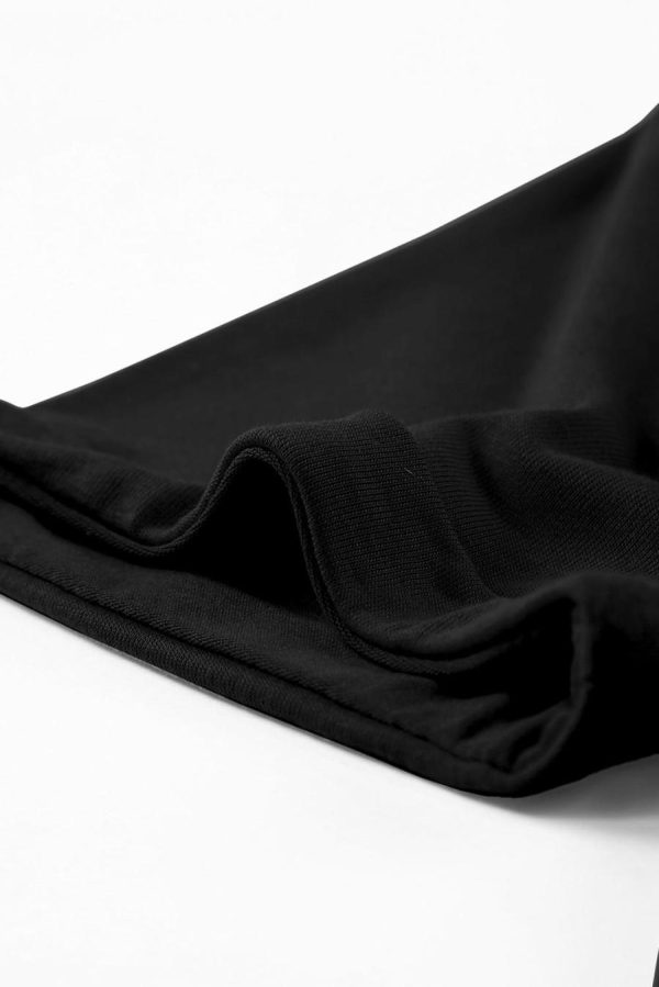 Women T Shirts | Black Solid Color Basic Crew Neck Plain Tee - Image 6