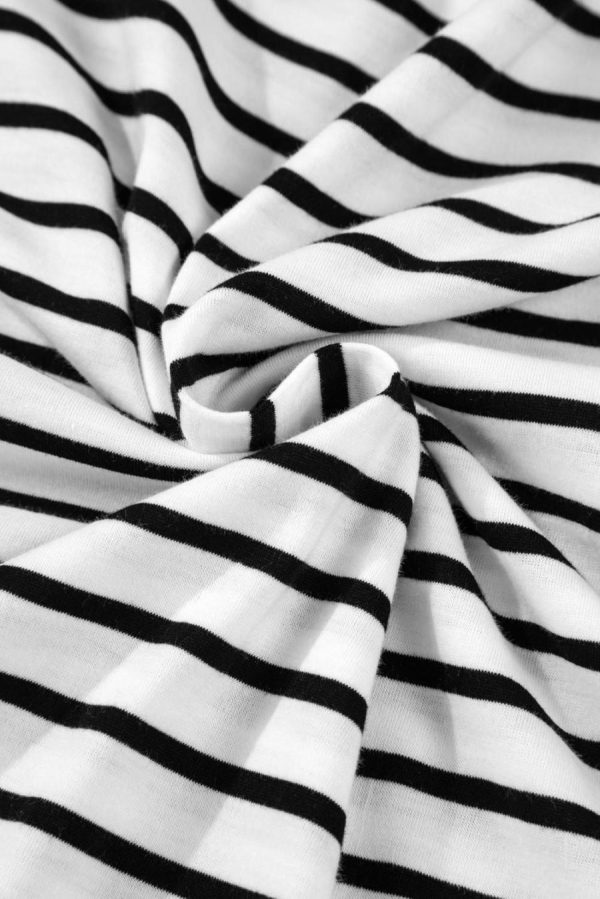 Women T Shirts | Black Stripe Half Sleeve Scoop Neck Loose Top - Image 5