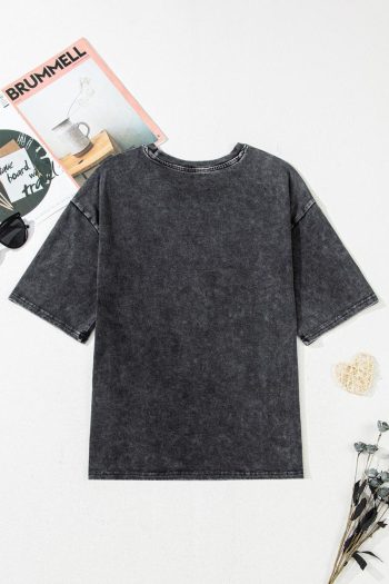 Women T Shirts | Black Vintage Nashville Mineral Washed Graphic Tee