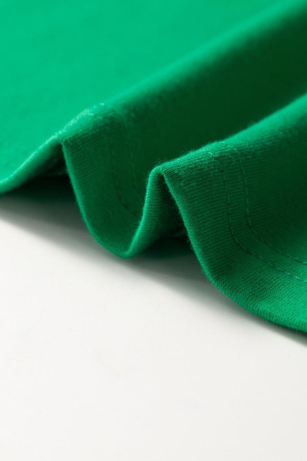 Women T Shirts | Bright Green Solid Color Basic Crew Neck Tee - Image 6