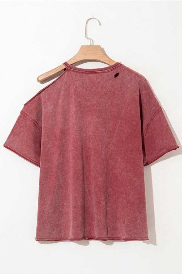Women T Shirts | Clay One Shoulder Half Sleeve Oversized Tunic T Shirt