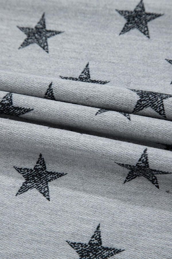 Women T Shirts | Gray Star Print Tiered Ruffle Sleeve Crew Neck T Shirt - Image 3