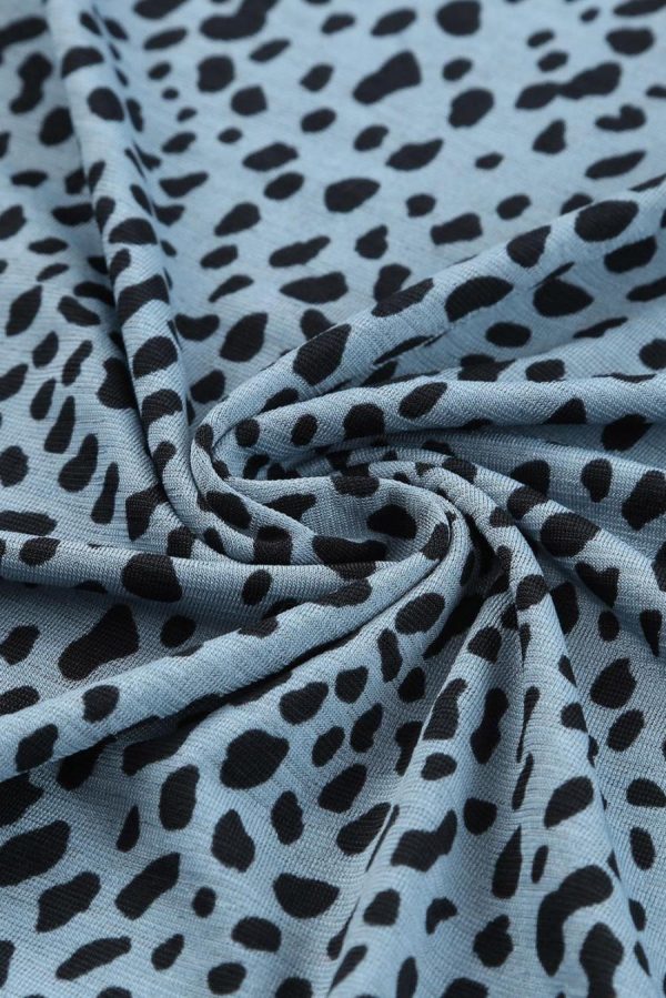 Women T Shirts | Grey Cheetah Print Casual Crew Neck T Shirt - Image 2