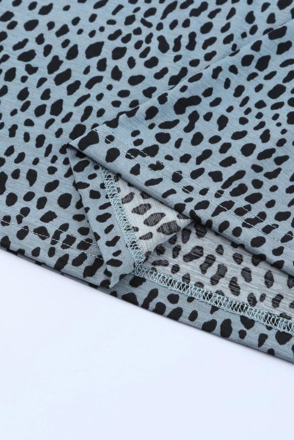 Women T Shirts | Grey Cheetah Print Casual Crew Neck T Shirt - Image 3