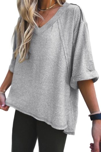 Women T Shirts | High-Rise Raglan Sleeve V Neck Oversized T Shirt