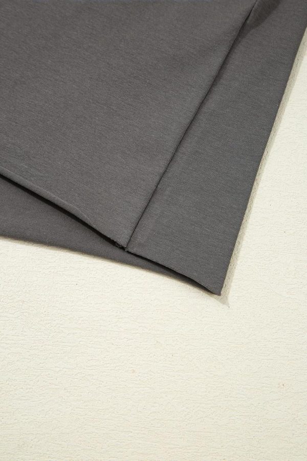 Women T Shirts | Medium Grey Bow Pattern Raw Edge Drop Shoulder Casual T Shirt - Image 7