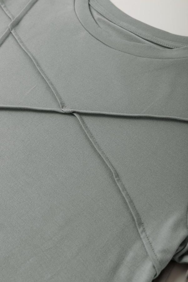 Women T Shirts | Medium Grey Solid Color Round Neck T Shirt - Image 6