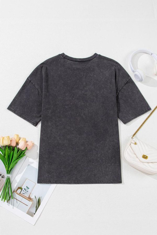 Women T Shirts | Medium Grey Vintage Cheetah Print Mineral Washed Tee - Image 5