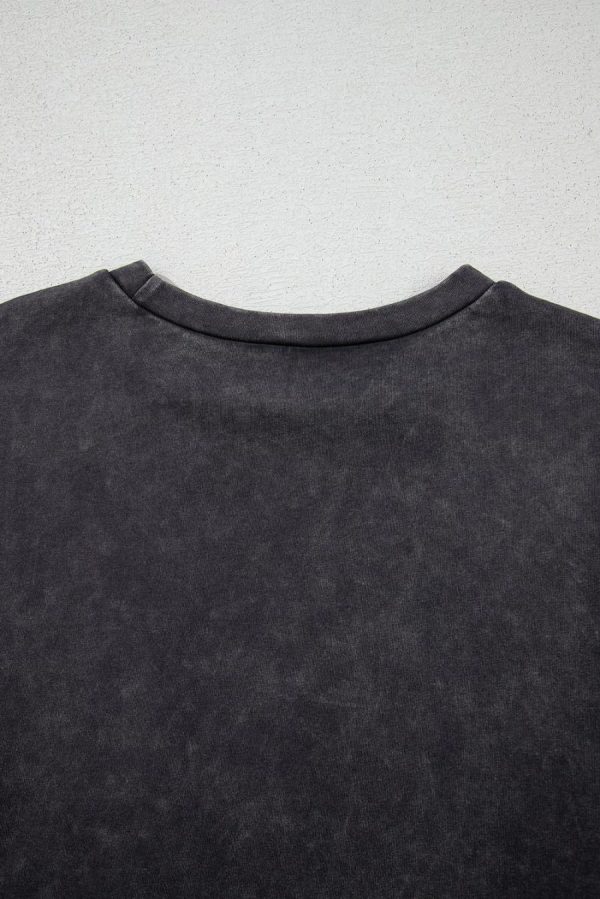 Women T Shirts | Medium Grey Vintage Cheetah Print Mineral Washed Tee - Image 7