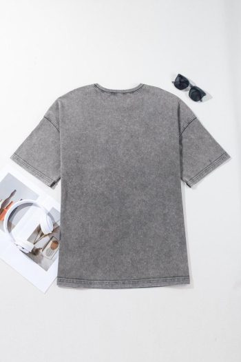 Women T Shirts | Philippine Gray Mineral Wash Half Sleeve Vintage T Shirt