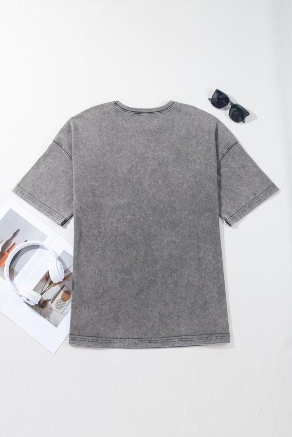 Women T Shirts | Philippine Gray Mineral Wash Half Sleeve Vintage T Shirt