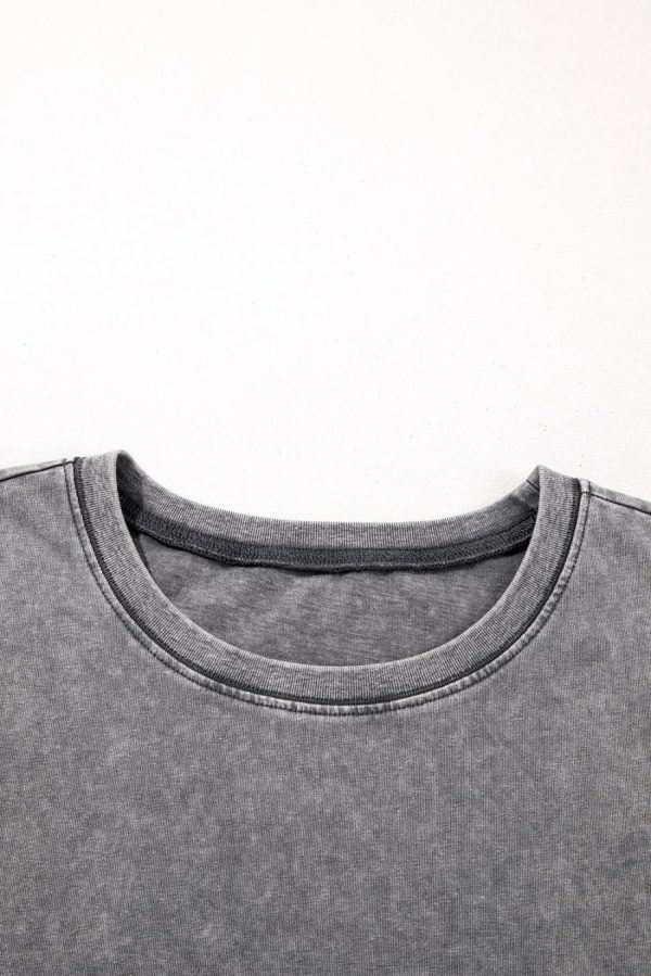 Women T Shirts | Philippine Gray Mineral Wash Half Sleeve Vintage T Shirt - Image 2
