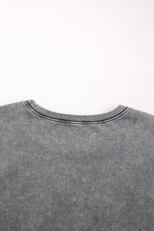 Women T Shirts | Philippine Gray Mineral Wash Half Sleeve Vintage T Shirt - Image 3
