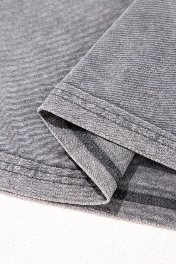 Women T Shirts | Philippine Gray Mineral Wash Half Sleeve Vintage T Shirt - Image 7