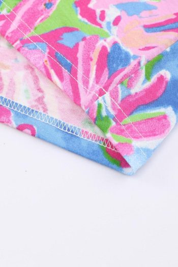 Women T Shirts | Pink Floral Print Loose Fit V Neck T Shirt
