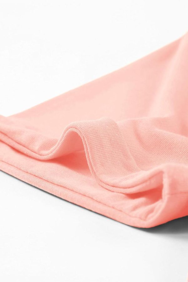 Women T Shirts | Pink Solid Color Basic Crew Neck Plain Tee - Image 5