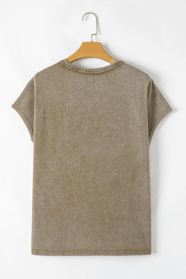 Women T Shirts | Sage Green Vintage Washed Dolman Sleeve Oversized T Shirt - Image 3