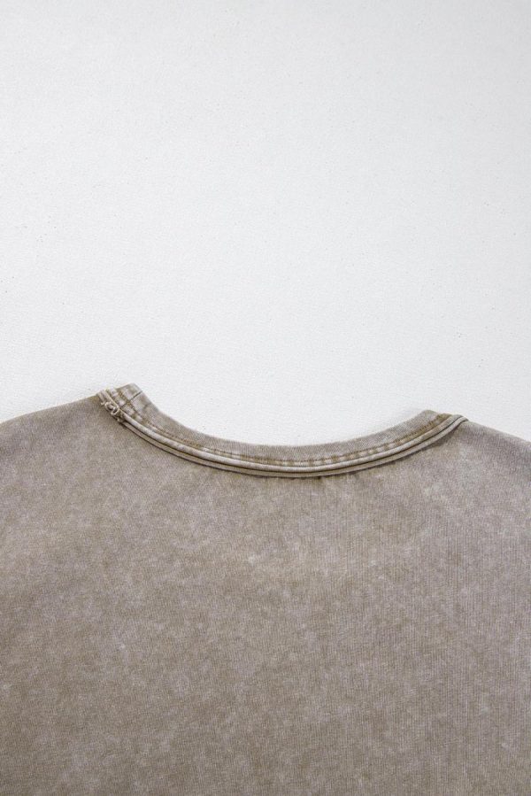 Women T Shirts | Sage Green Vintage Washed Dolman Sleeve Oversized T Shirt - Image 5