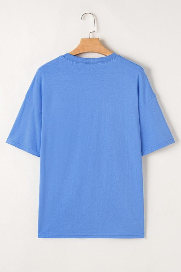 Women T Shirts | Sky Blue Rodeo Letter Graphic Tee - Image 4
