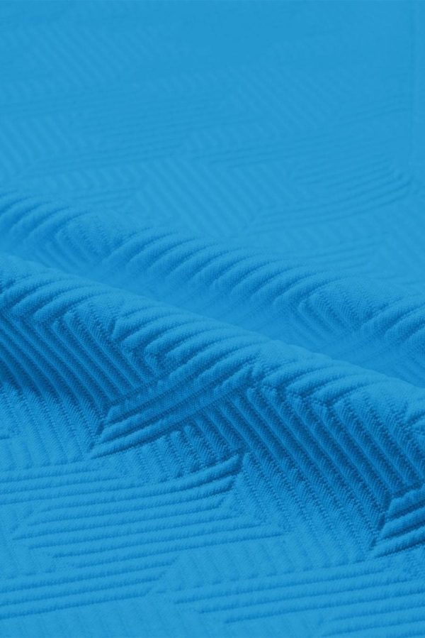 Women T Shirts | Sky Blue Textured V Neck Collared Slit Hem T Shirt - Image 5