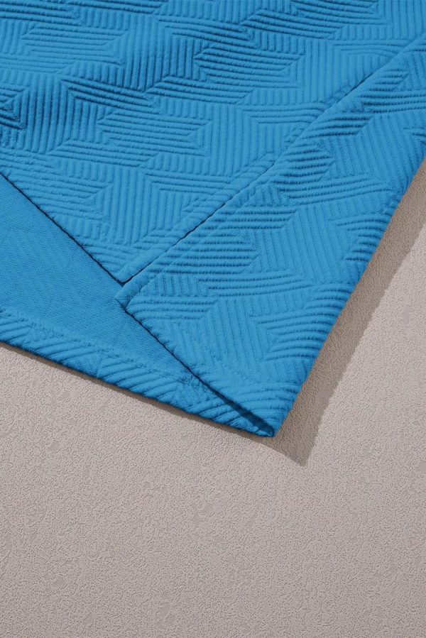 Women T Shirts | Sky Blue Textured V Neck Collared Slit Hem T Shirt - Image 7
