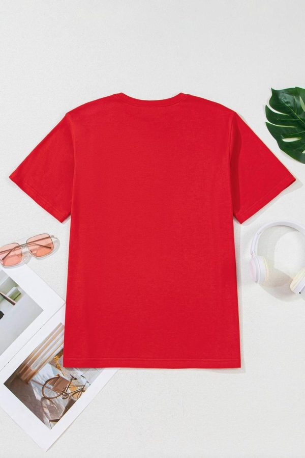 Women T Shirts | Tomato Red Cowboy Vintage Graphic Loose Tee - Image 3