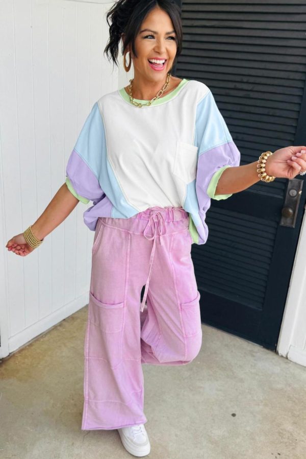 Women T Shirts | White Colorblock Patchwork Oversized T Shirt