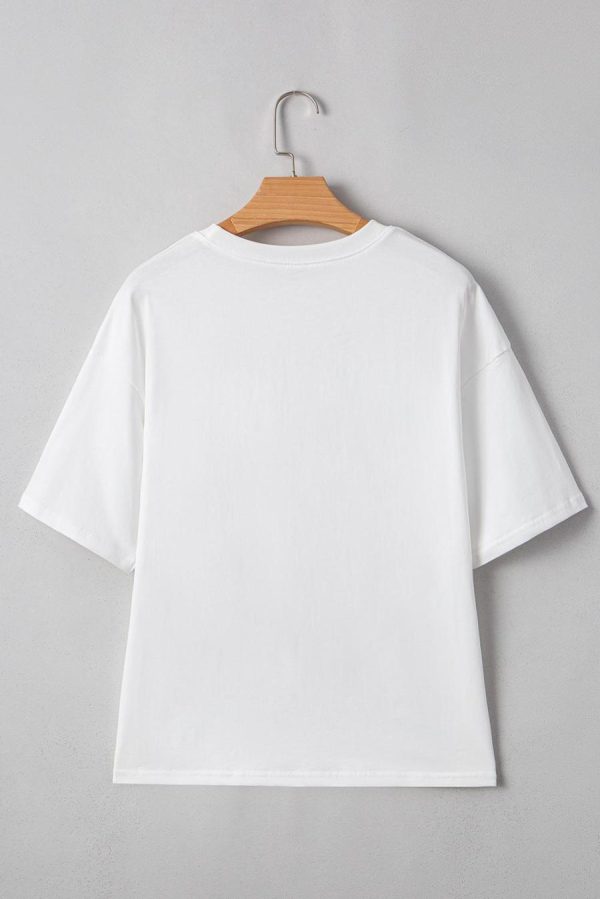 Women T Shirts | White Flag Bow Graphic Crewneck Tee - Image 5