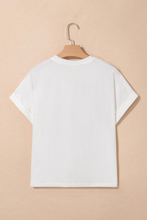Women T Shirts | White Party In The Usa Letter Graphic T Shirt - Image 2