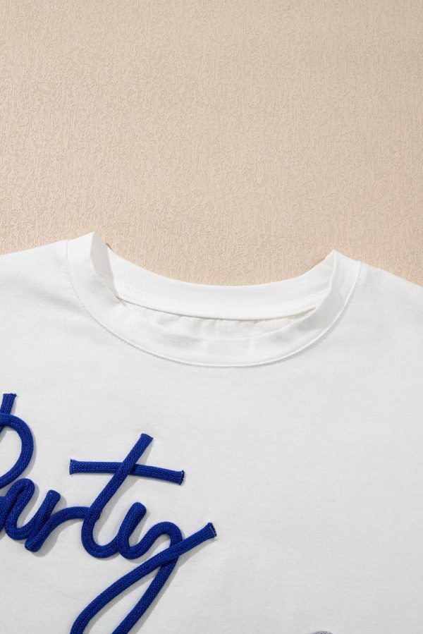 Women T Shirts | White Party In The Usa Letter Graphic T Shirt - Image 3