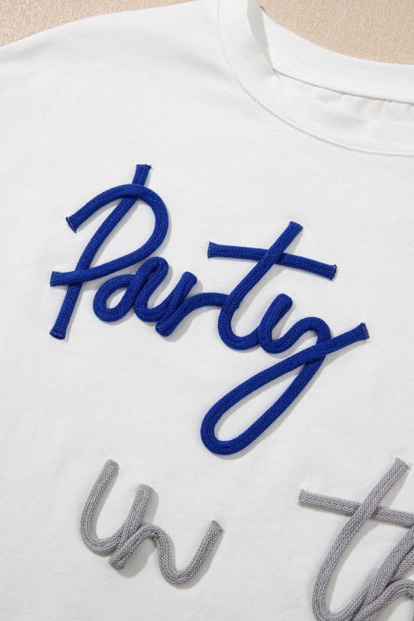 Women T Shirts | White Party In The Usa Letter Graphic T Shirt - Image 4