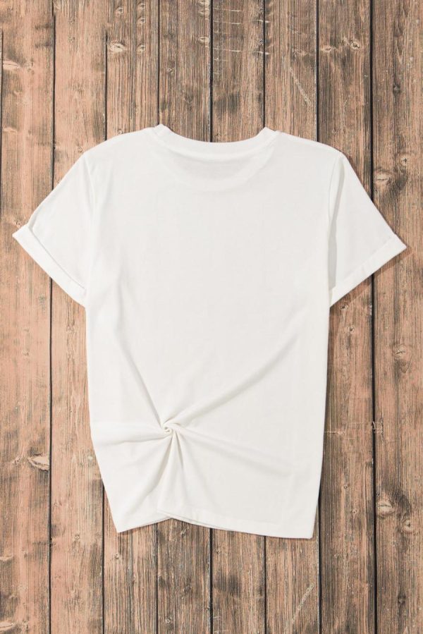 Women T Shirts | White Solid Color Basic Crew Neck Plain Tee - Image 4