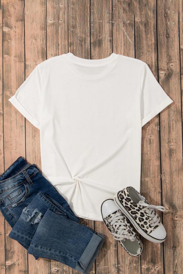 Women T Shirts | White Solid Color Basic Crew Neck Plain Tee - Image 5