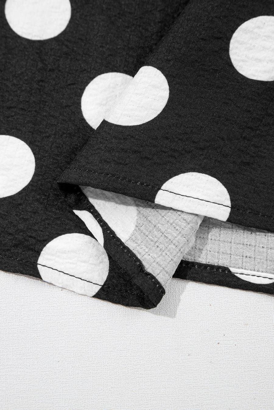 Women Blouses | Black Polka Dot Print V Neck Ruffle Blouse