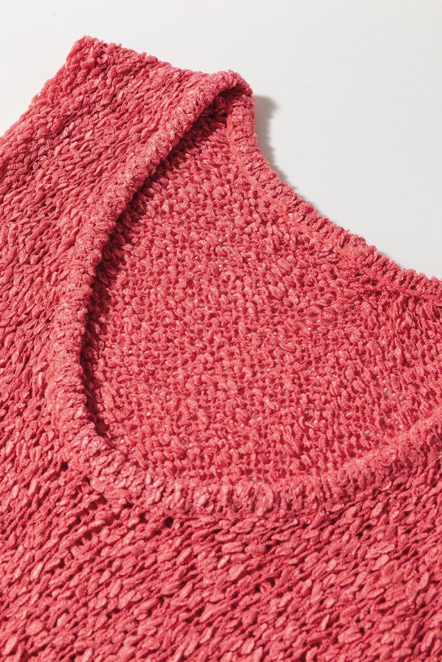 Women Knit Tops | Flamingo Eyelet Knit U Neck Slim Fit Knit Vest