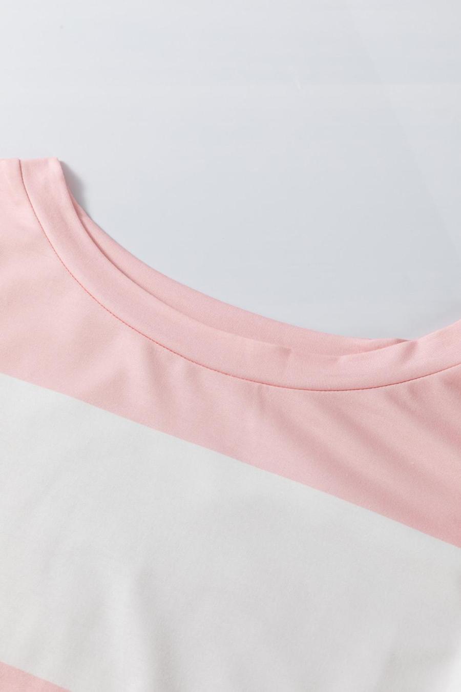 Women Long Sleeve Tops | Light Pink Colorblock Drop Sleeve Top
