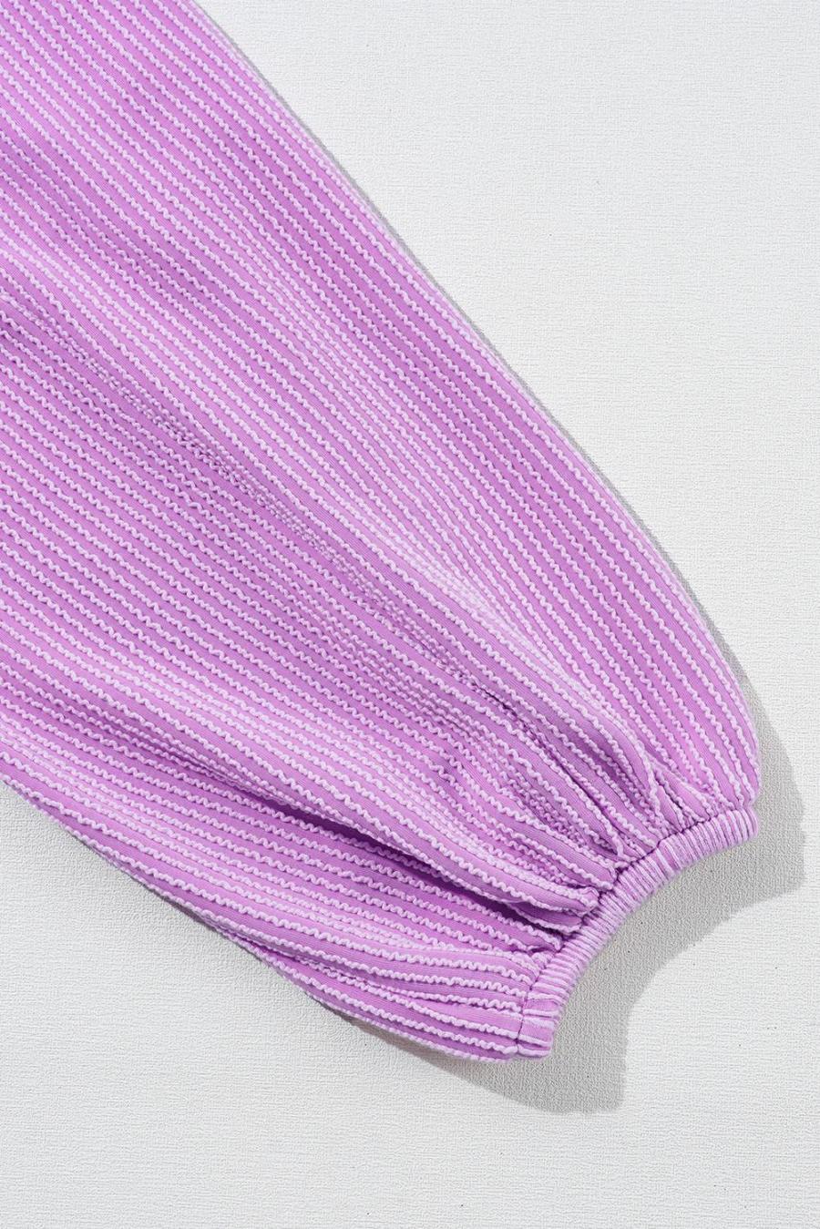 Women Long Sleeve Tops | Phalaenopsis Corded Turn-Down Collar Bubble Sleeve Babydoll Top