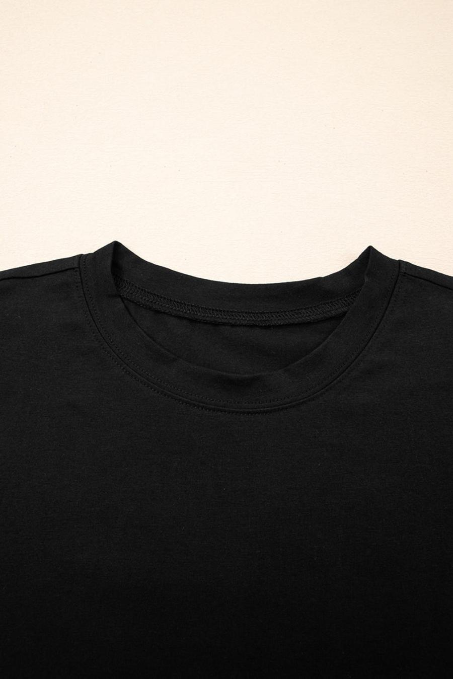 Women Sleeveless Tops | Black Ruffle Crew Neck Slim Fit Top