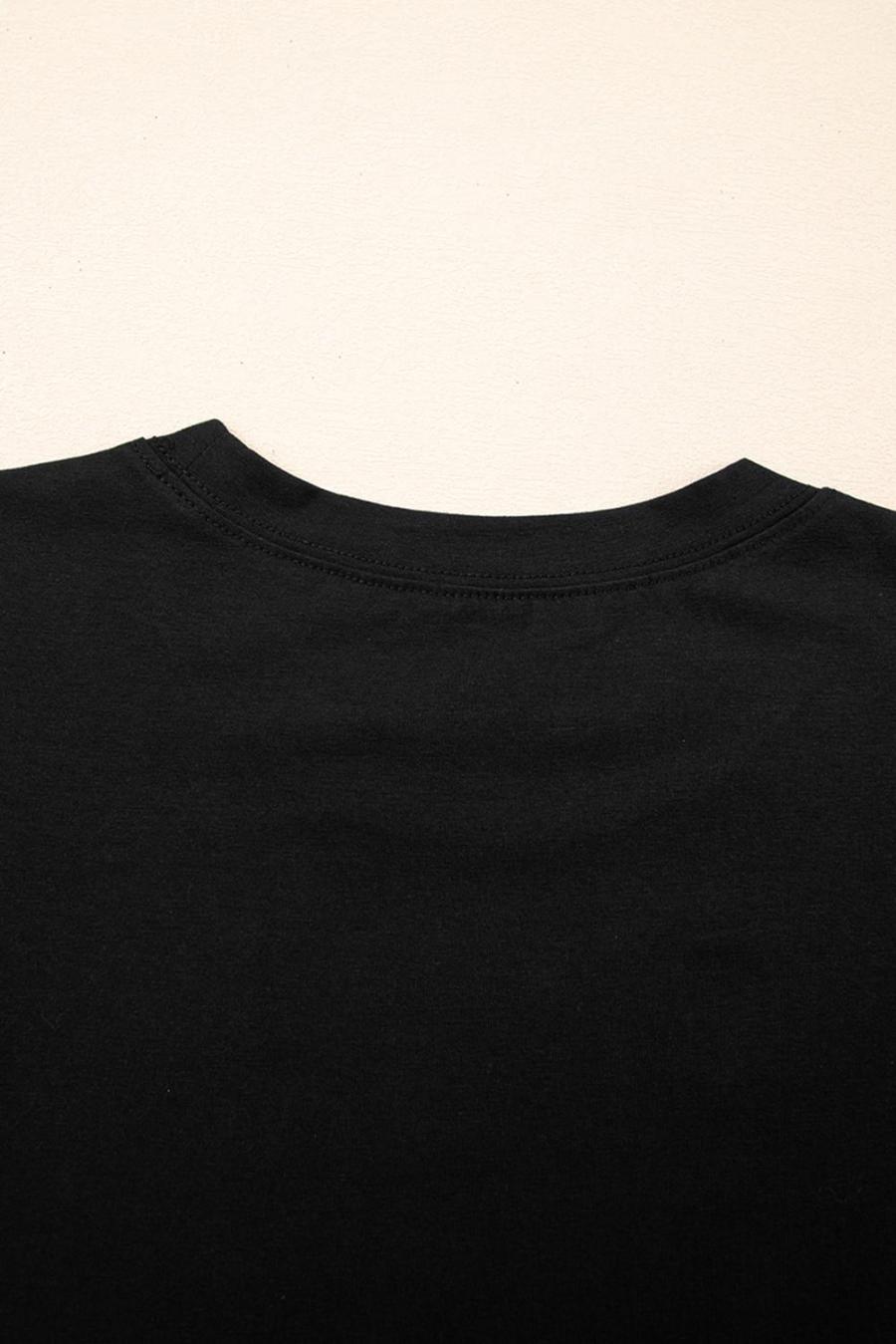 Women Sleeveless Tops | Black Ruffle Crew Neck Slim Fit Top